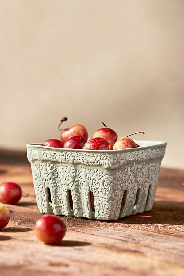 Anthropologie Countryside Berry Basket In Green