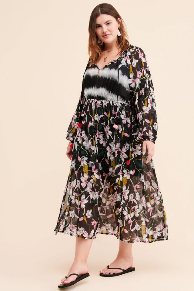 Bl-Nk Pom Pom Tie Maxi Dress | Anthropologie