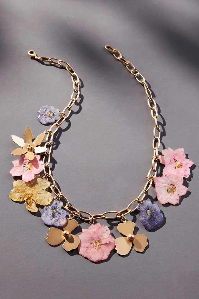 MixedFlower Charm Chain Necklace Anthropologie
