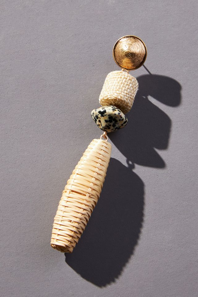 Long Raffia Drop Earrings #1