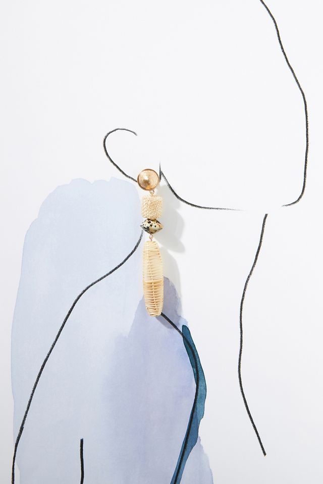 Long Raffia Drop Earrings #2