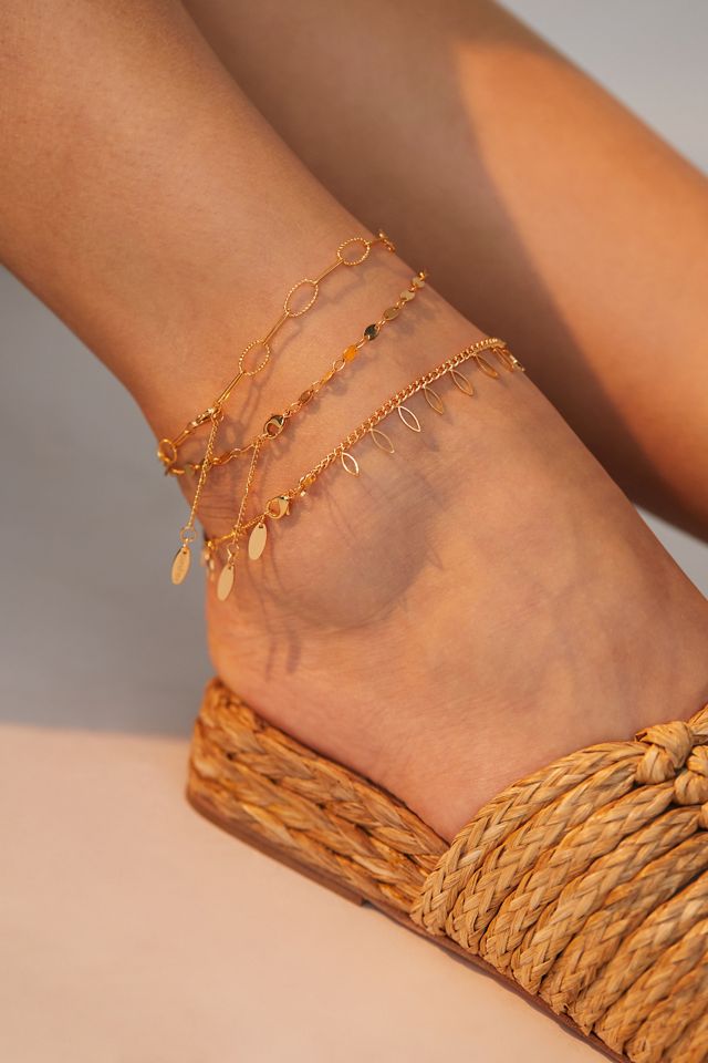 Set of Three Geometric Anklets #4