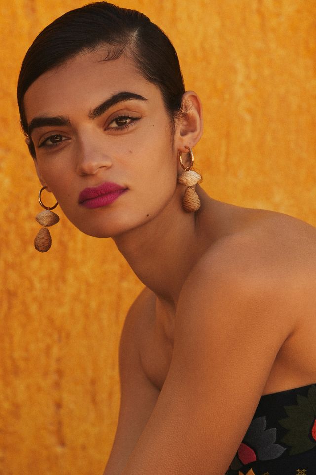Raffia Mushroom Earrings #1