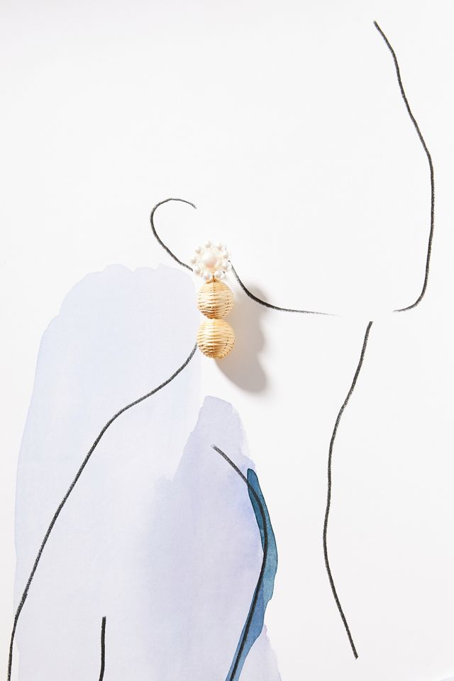 Goddess Raffia and Pearl Flower Earrings #2