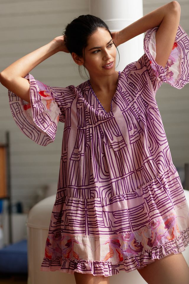 Duet Frill CoverUp Mini Dress Anthropologie