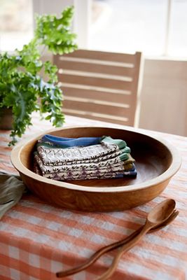 Terrain Shallow Teak Root Serving Bowl In Brown