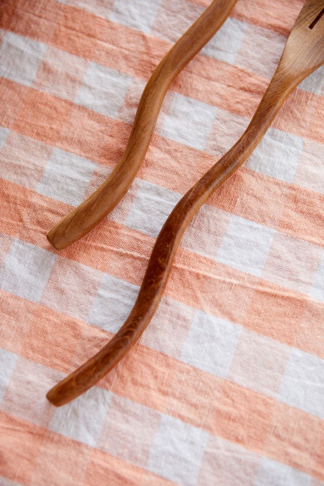 Wavy Teak Serving Fork + Knife #3