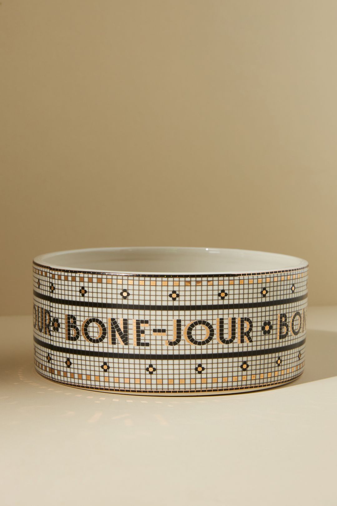 The Bistro Tile Large Stoneware Dog & Cat Bowl - Black & White Pattern, Standard, One Size