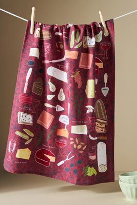Wine and Cheese Dish Towel