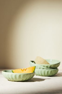 Reactive Glazed Latte Pasta Bowls, Set of 4
