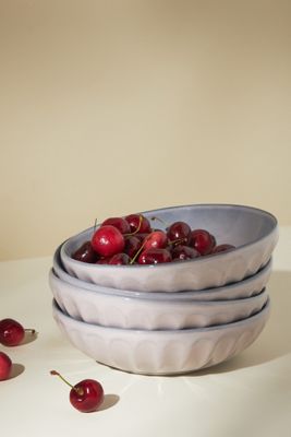 Reactive Glazed Latte Pasta Bowls, Set of 4