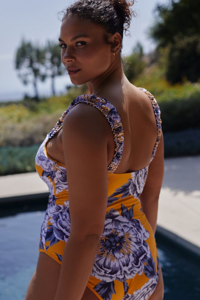 Maeve Heidi Gathered-Strap One-Piece Swimsuit | Anthropologie