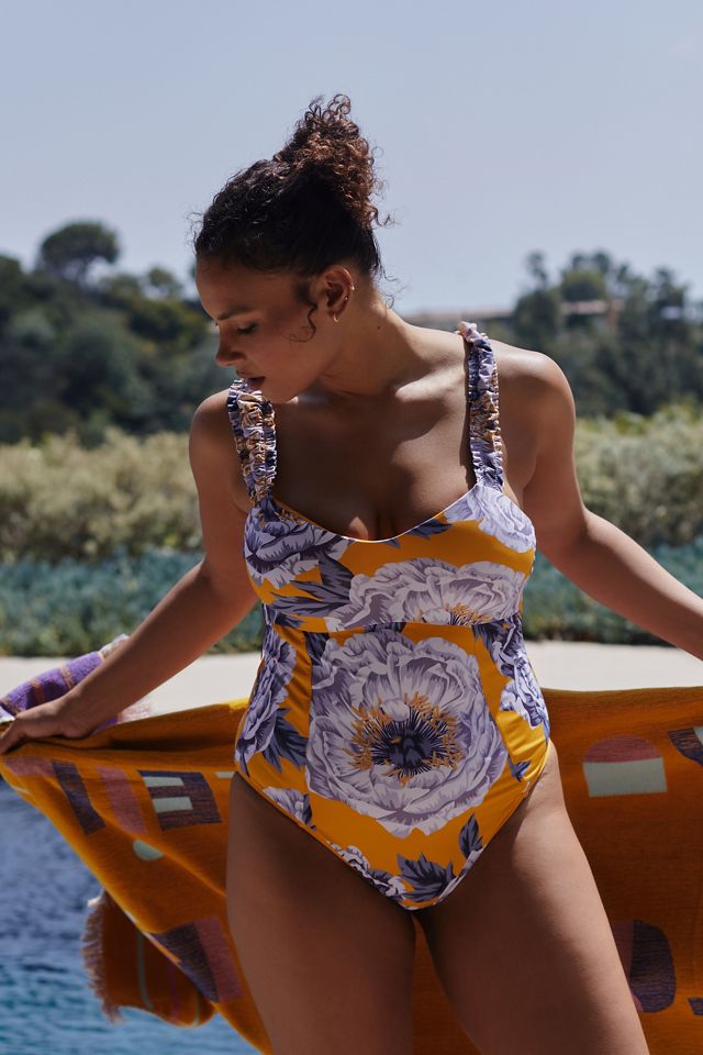 Maeve Heidi Gathered-Strap One-Piece Swimsuit | Anthropologie