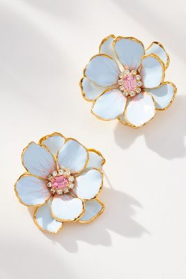 Shop The Pink Reef Hand-painted Earrings In Blue