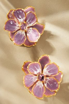 The Pink Reef Hand-painted Earrings In Purple