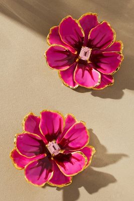 The Pink Reef Hand-painted Earrings In Purple