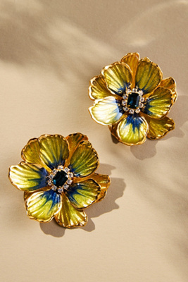 The Pink Reef Hand-painted Earrings In Yellow