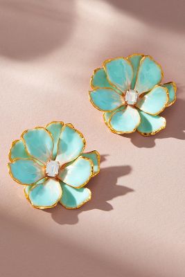 The Pink Reef Hand-painted Earrings In Mint