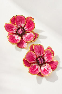 The Pink Reef Hand-painted Earrings In Pink