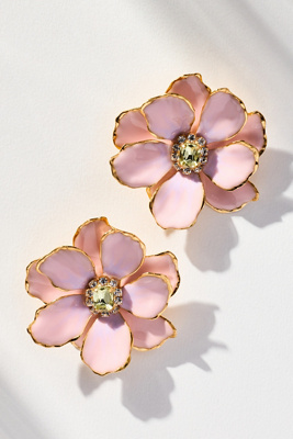 The Pink Reef Handpainted Earrings In Pink
