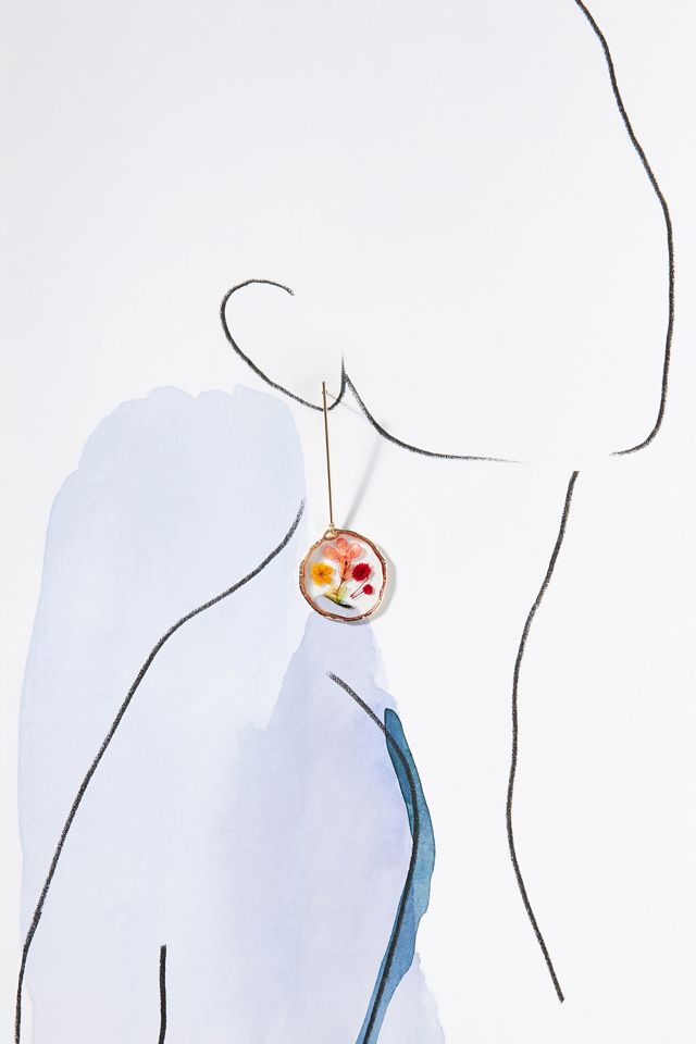 Floral Circle Drop Earrings #2