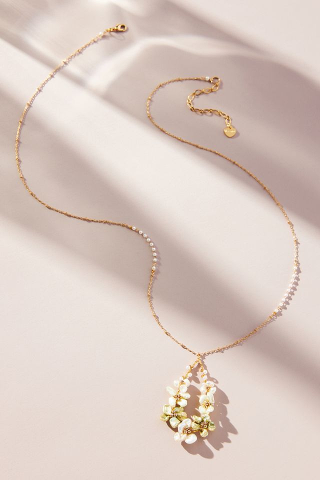 Floral Pendant Drop Necklace Anthropologie
