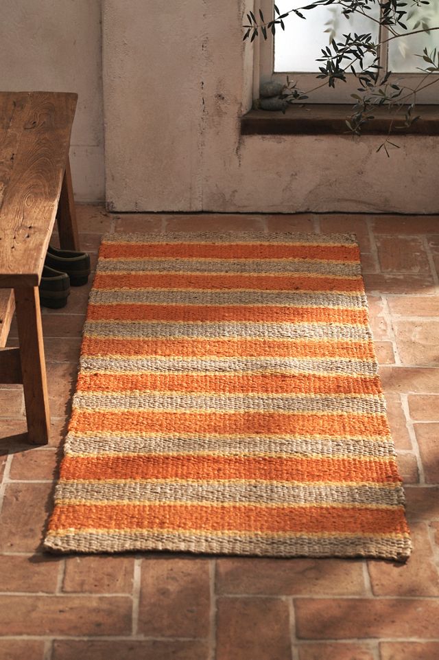 Orange + Yellow Stripe Jute Rug | Terrain