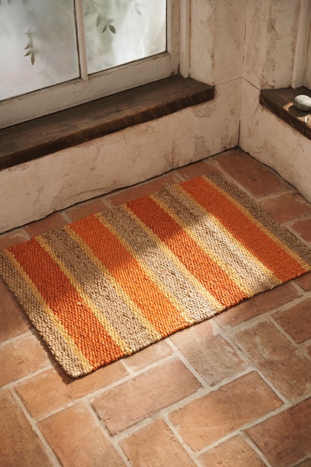 Orange + Yellow Stripe Jute Rug | Terrain