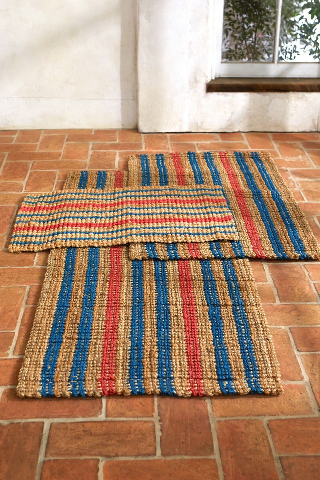 Blue + Orange Stripe Jute Rug Terrain