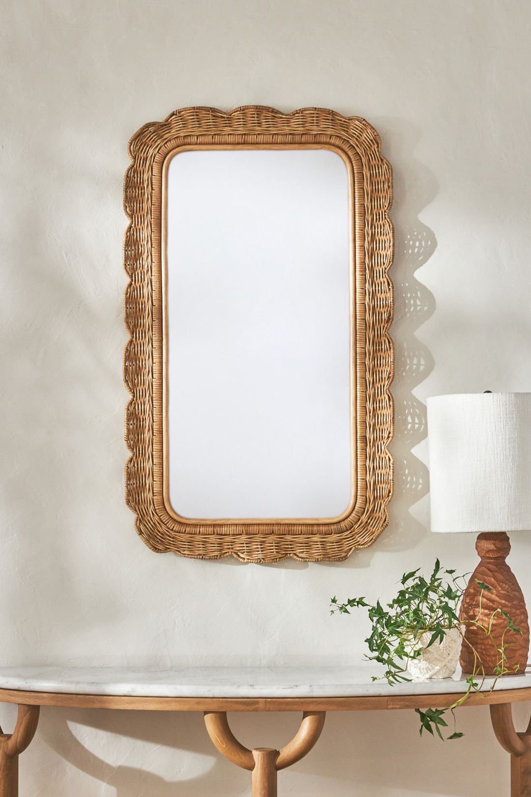 Sutton Rattan Wicker Portrait Wall Mirror - Natural, Standard, One Size
