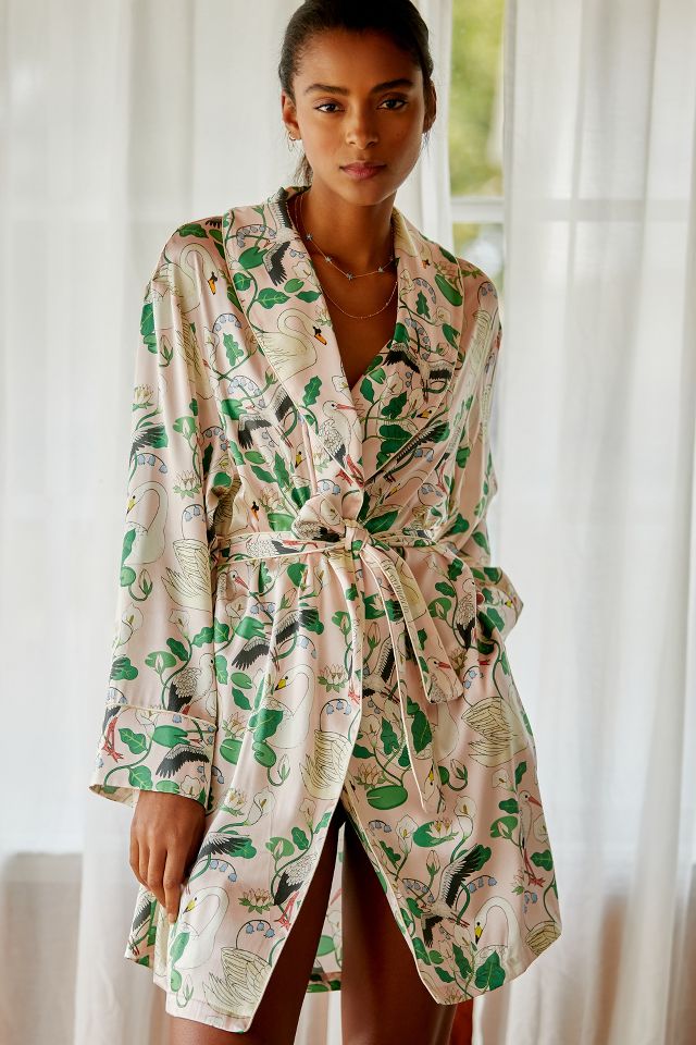 Green sales floral robe