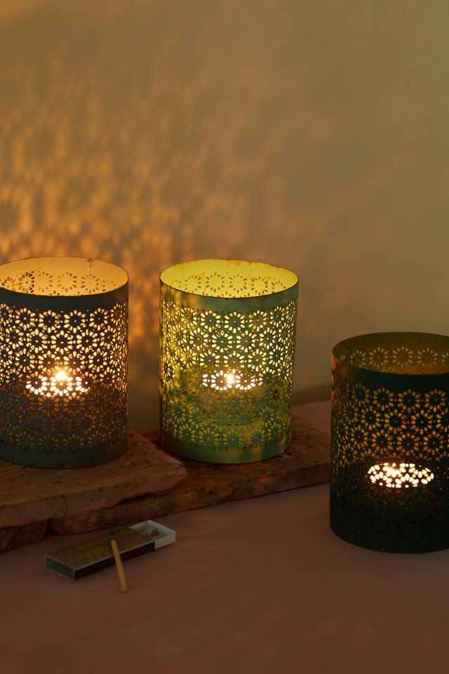 Colorful Punched Iron Votives, Set of 3 #1