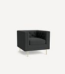 Black Mina cushion chair with tufted back and gold legs