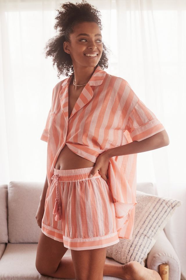 By Anthropologie Two-Piece Stripe Pajama Shorts Set #1