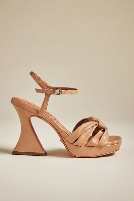 Vicenza Knotted Platform Heels In Beige