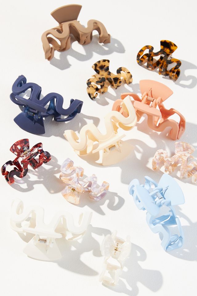 Set of Four Retro Squiggle Claw Clips Anthropologie