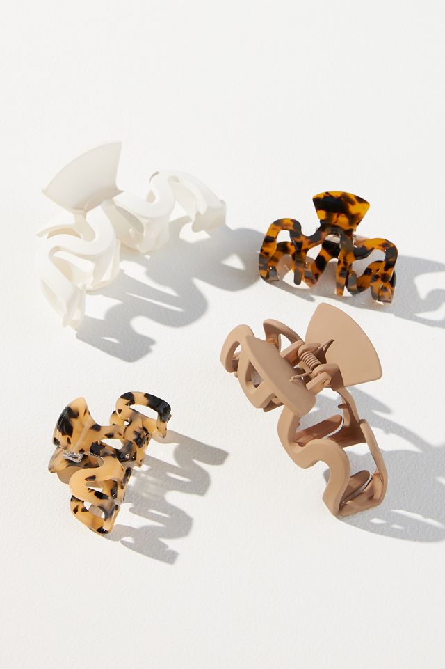 Set of Four Retro Squiggle Claw Clips Anthropologie