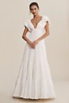 BHLDN Valerie Flutter-Sleeve Pleated Satin Wedding Gown #1