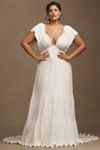 BHLDN Valerie Flutter-Sleeve Pleated Satin Wedding Gown