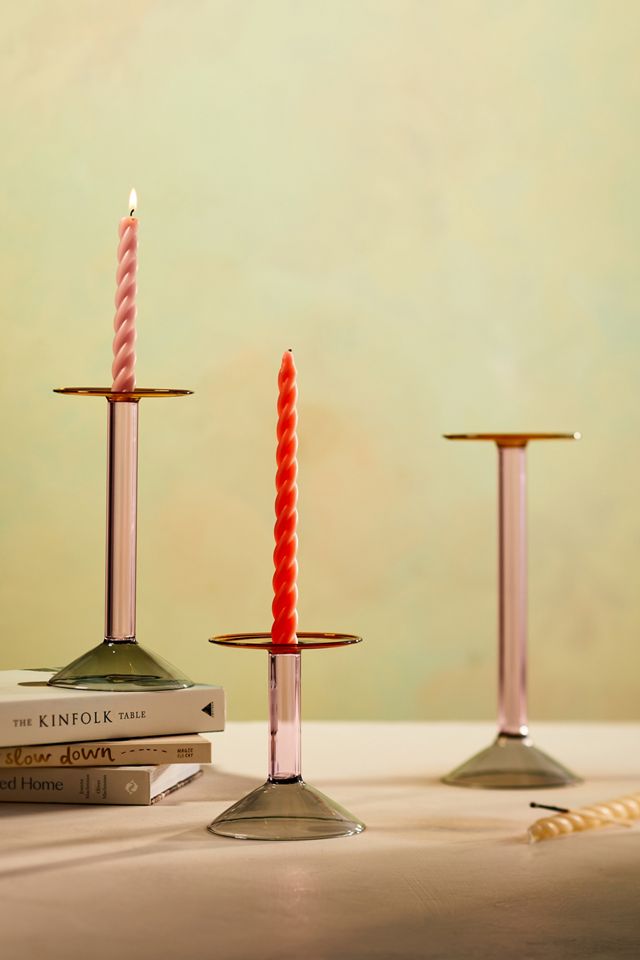 Two Tone Glass Candlestick