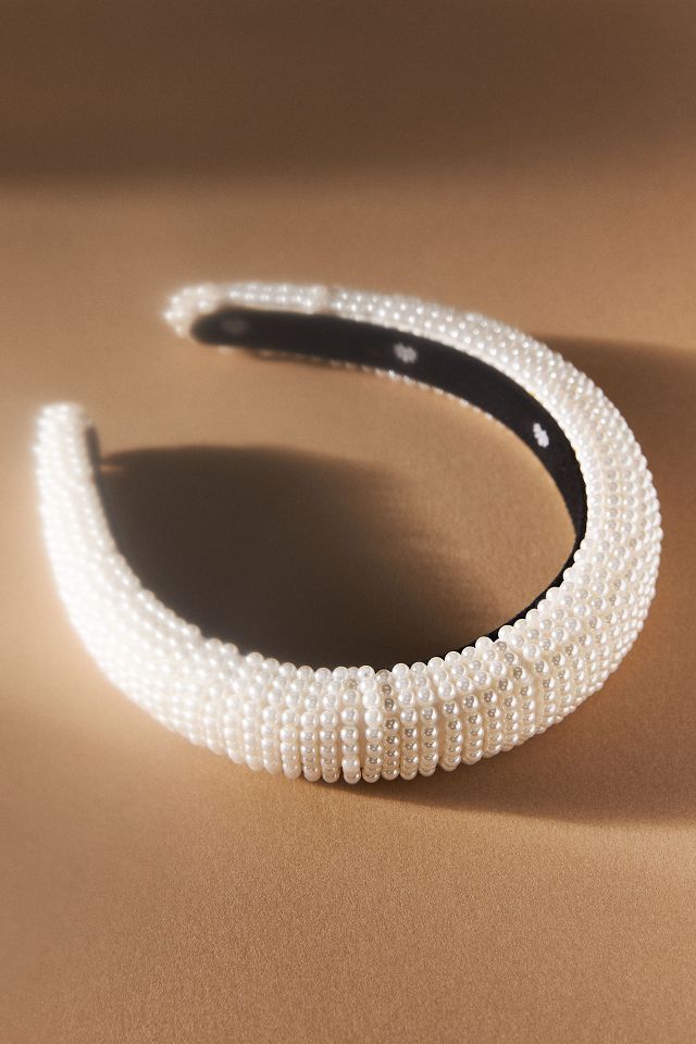 lele sadoughi white pearl headband