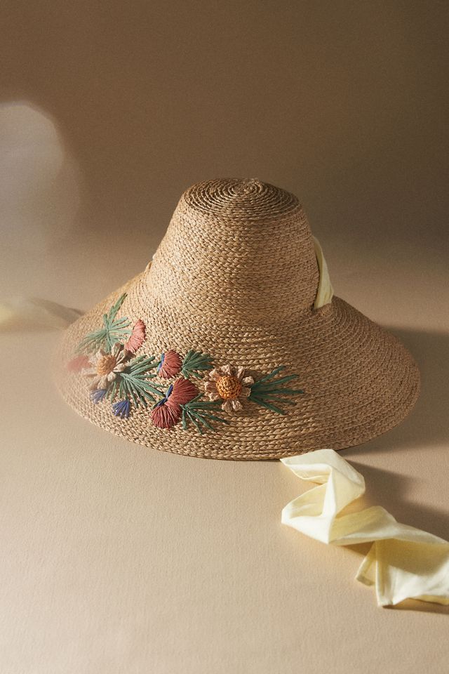 Lele Sadoughi Embroidered Straw Hat #1