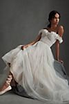 Watters Corrine Ruffled Off-Shoulder Tulle A-Line Wedding Gown