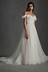 Watters Corrine Ruffled Off-Shoulder Tulle A-Line Wedding Gown #1