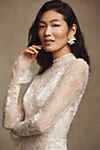 Watters Frances High-Neck Lace Sheath Wedding Gown #6