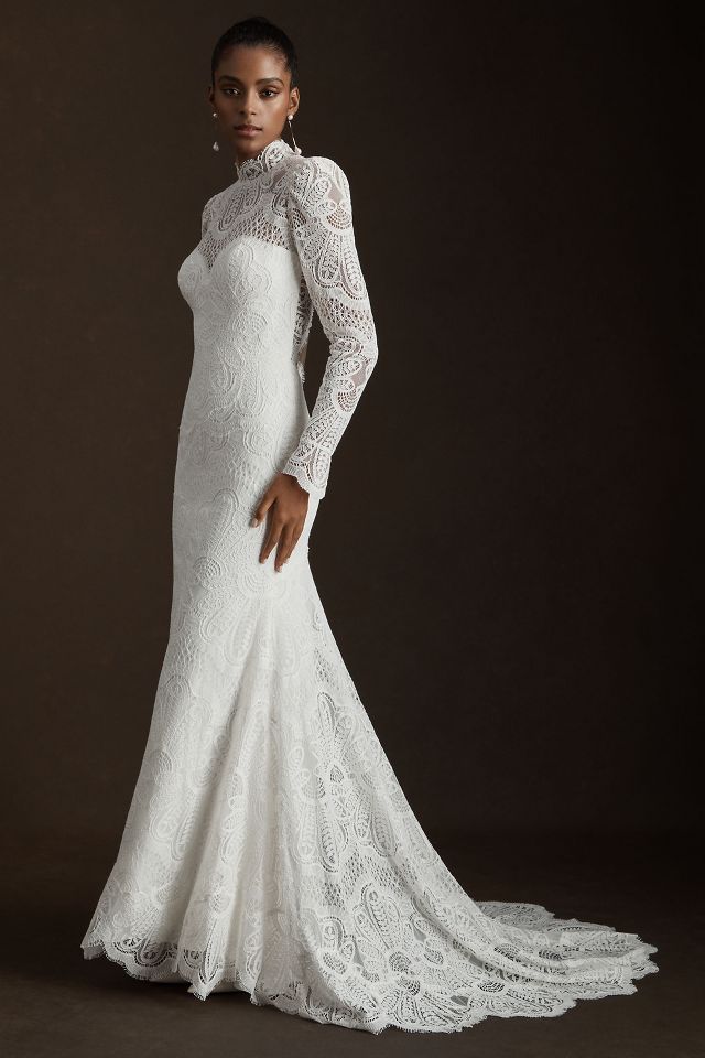 Willowby by Watters Orianna High Neck Open Back Lace Wedding Gown