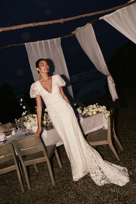 NEW $180 Anthropologie BHLDN Victoria Heels White Lace Wedding Bride 