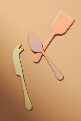 Enamel Cheese Knives, Set of 3