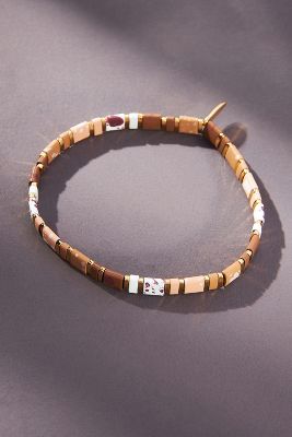By Anthropologie Beaded Chicklet Bracelet In Brown