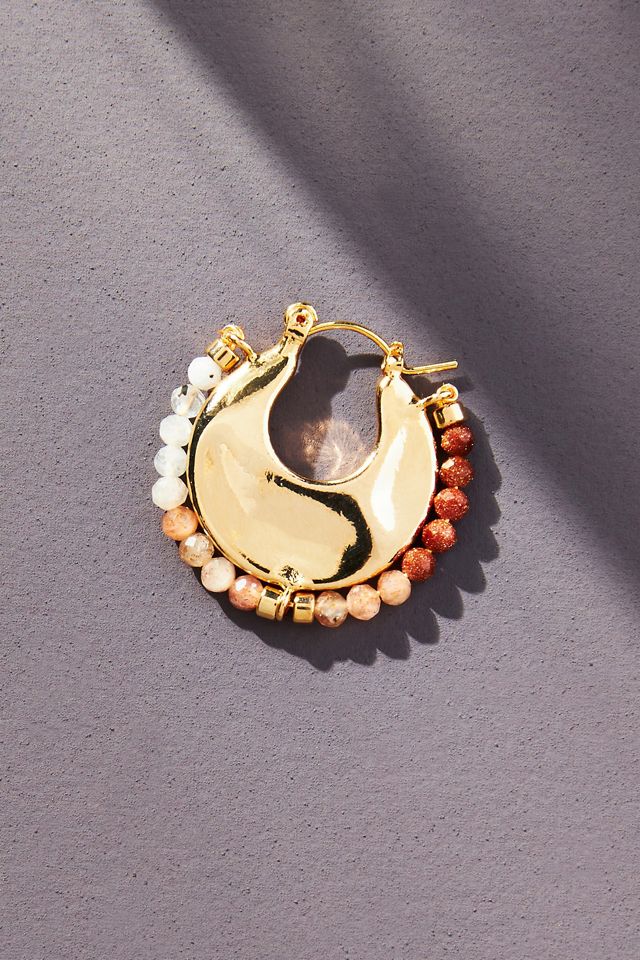 Beaded Gold Hoop Earrings #1